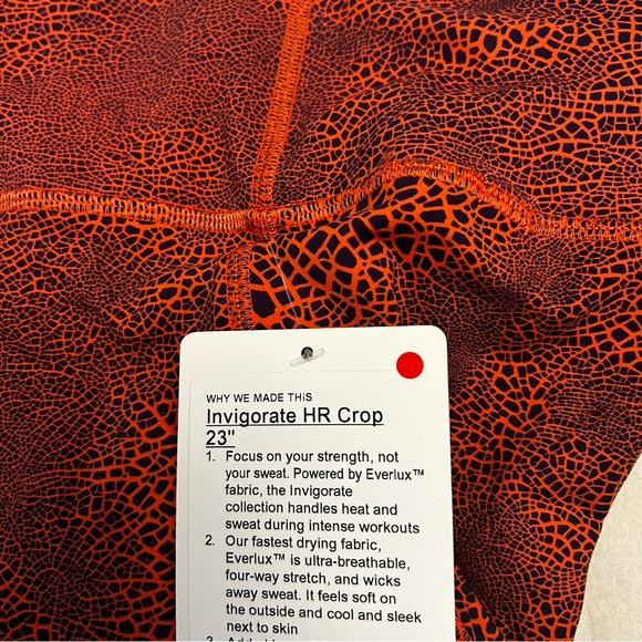 Lululemon Invigorate High Rise Crop 23" Crackle Glaze Vintage Orange Size 18 - Picture 10 of 10